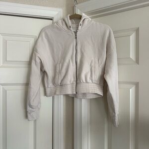 Abercrombie & Fitch Cream Essential SoftAF Max Cinched Full-Zip Hoodie